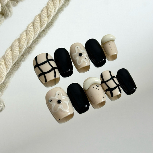 Monochrome Bloom - PressOn Perfection