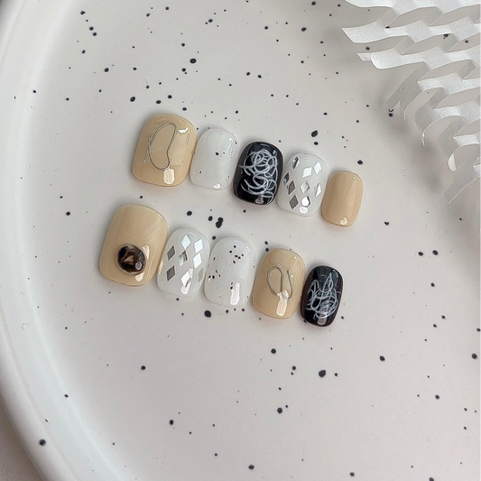 Monochrome Minimalist Muse - PressOn Perfection